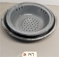 Agate Ware Bowls & Strainer