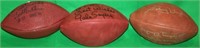 3 FOOTBALLS. ONE SIGNED BY JOHNNY UNITAS, ONE BY