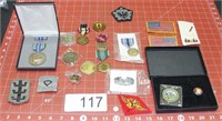 Grouping Of Military Patches, Metals & Awards