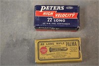 Vintage Peters and Palma .22LR Ammunition