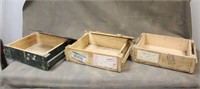 (3) Ammo Crates, Empty, 2 with Lids, Chinese Manuf