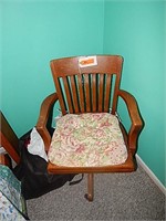 Antique Wood Swivel Chair