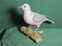 Hand Carved Spotted/Lace Dove on Piece of Wood