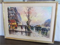 Street Scene Oil Painting on Canvas