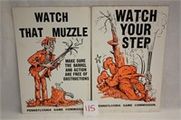 2 Cardboard PA Game Commission Safety Posters