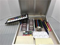 Artist easel box with contents