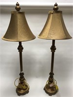 Pair of gold decorated lamps