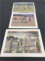 Three beach scene prints