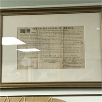 Matted and framed government document signed by Ja