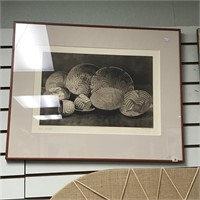 Matted and framed photo of Pima baskets, frame siz