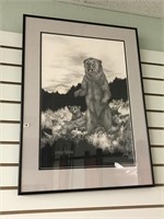 Double matted and framed Lindstrom print of Grizzl