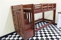 BUNK BED, WOOD, W/ DRAWERS & STAIRCASE, 96"(W) X