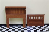 GROUP OF (1) HEAD BOARD AND (1) FOOT BOARD, WOOD,