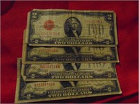 (4) 1928 $2 Red Seal Notes