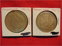 (2) 1921 Morgan Silver $1's Mint Mark "S"