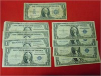 (1) 1934 and (8) 1935 $1 Silver Certificates