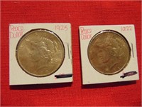 (1) 1922 & (1) 1923 Peace Dollar