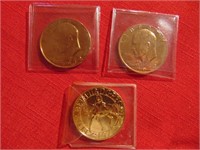 (2) '72 Eisenhower Gold Plated Dollars PLUS