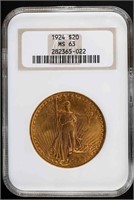 1924 ST GAUDENS $20 DOUBLE EAGLE MS 63 NGC