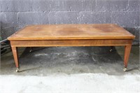 Vintage Small Wooden Coffee Table on Casters