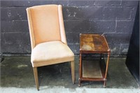 Vintage Cushioned Chair & End Table