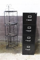 Metal Corner Shelf & Filing Cabinet