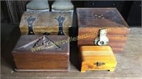 4 wooden trinket boxes