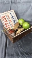 Old cigar box with cool printing and assorted