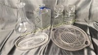 Glass decanters, canisters and dishes