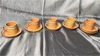 Small Italian pottery cups and saucers