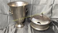 10.5in silver plate urn and silverplate