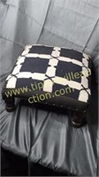 Black & white woven footstool 16x16