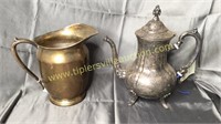 Silverplate teapot and pitcher
