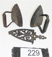 Cast Iron Irons and Holder