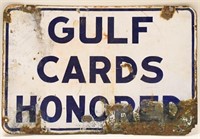 DSP Gulf Oil Cards Honored Advertising Sign