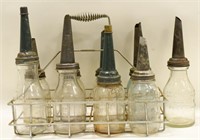 9 Glass Oil Bottles With 8 Bottle Carrier