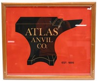 Atlas Anvil Co. Reverse Painted Glass Adv Sign