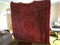 Textiles including Antique  2 color coverlet