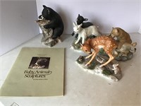 Lot of 4 Franklin Mint Baby Animal Sculptures