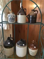 6 Stoneware jugs