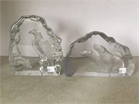 2 Etched Glass sculptures
