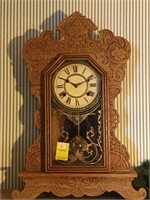 Antique Oak Gingerbread shelf clock