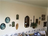 Wall decor including mirror, country items