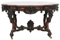 Rosewood Turtle Top Marble Top Table Attr. A. Roux