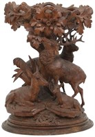 Carved Black Forest Deer Centerpiece