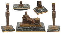 Tiffany & Co. 5 Piece Marble & Bronze Desk Set