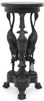 3 Figure Ebonized Carved Crane Pedestal