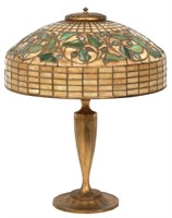 18" Tiffany Studios Swirling Oak Leaf Table Lamp