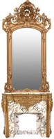 Louis XVI Style Mantle & Over Mantle Mirror