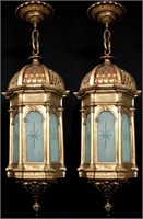 Pair of Bronze Hanging Lanterns